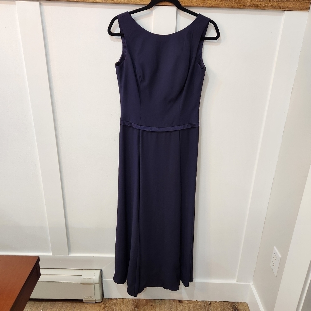 Vintage 80s Datiani Dress Sz 4 Blue Evening Sleeveless Dress  Back Zip
